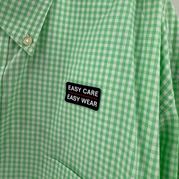 NWT Chaps Green Check Easy Care Button Front Long Sleeve Shirt Men's Size 2XLT - Picture 7 of 10